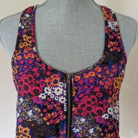 [Material Girl] Floral Zipper Front Racerback Tank - M - Picture 2 of 6